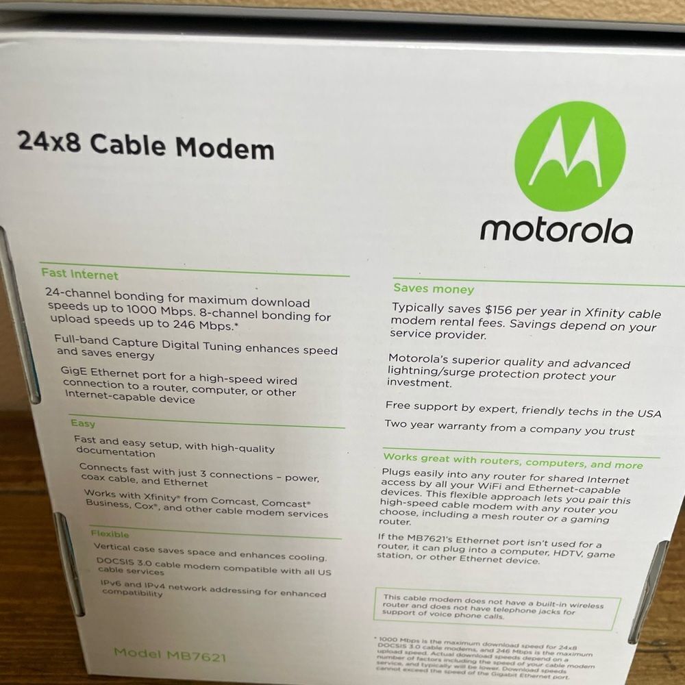 Motorola Cable Modem 24x8 MB7621 - Picture 3 of 11